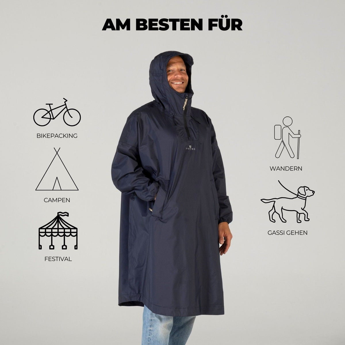 VOITED Rain Poncho 2.0 - Graphite