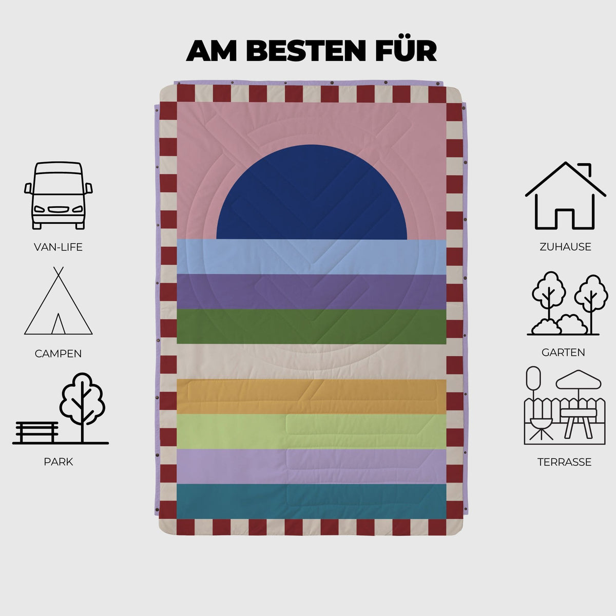 VOITED Fleece Outdoor Camping Blanket - Moon River