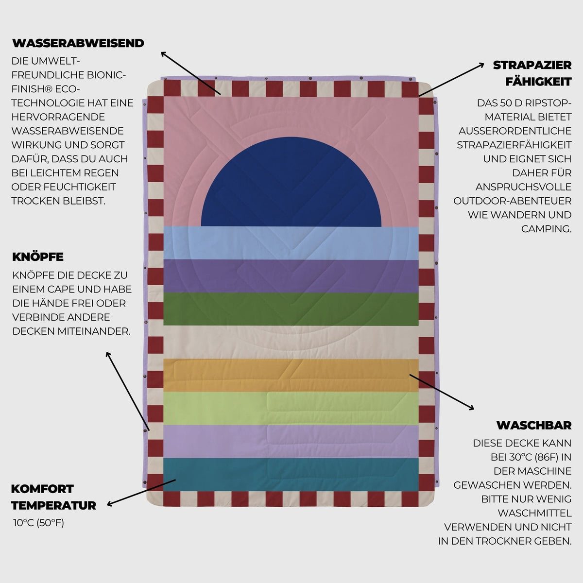 VOITED Fleece Outdoor Camping Blanket - Moon River