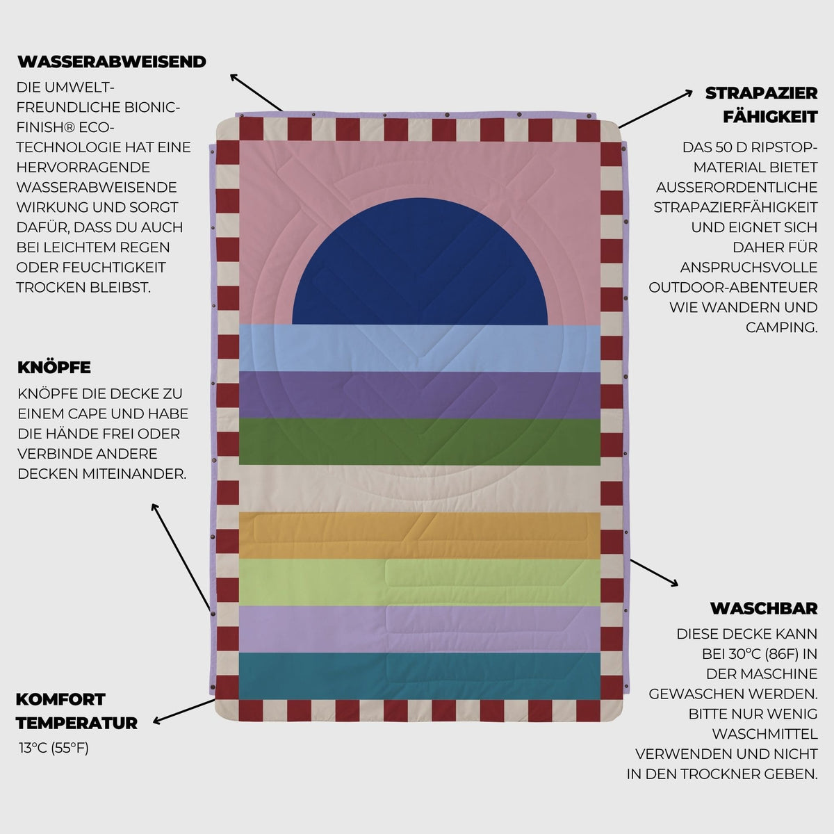 VOITED Recycled Ripstop Outdoor Camping Blanket - Moon River