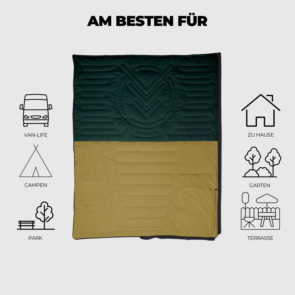 VOITED Slumber Zip Sack Blanket - Green Gables / Dusty Sand