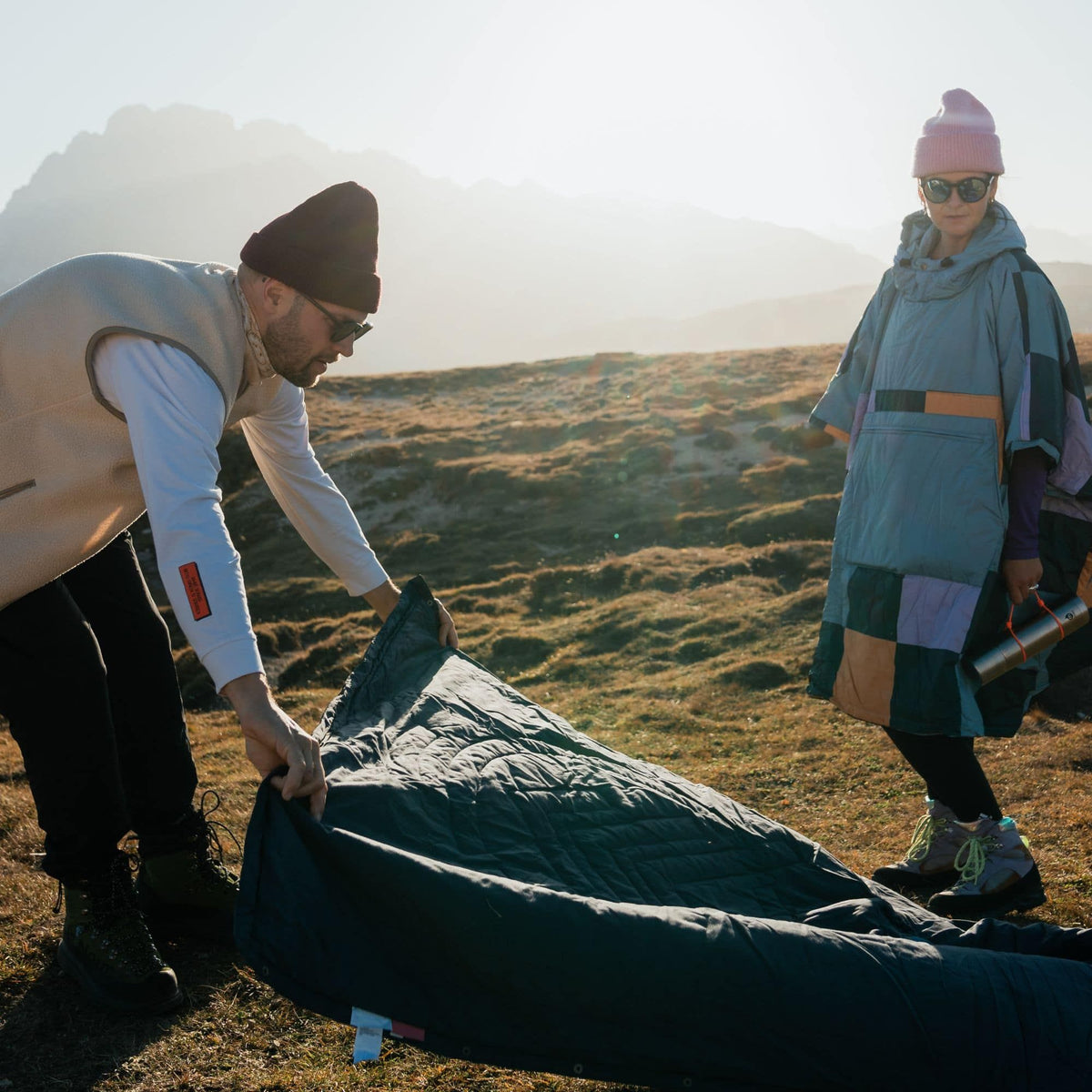 VOITED Trooper Outdoor Premium Poncho-Decke - Blue Steel / Graphite