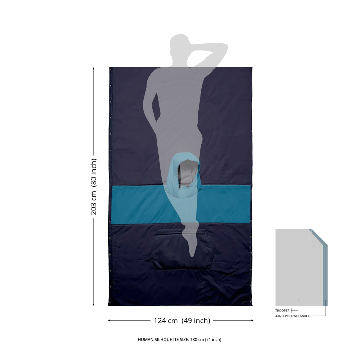 VOITED Trooper Outdoor Premium Poncho-Decke - Blue Steel / Graphite