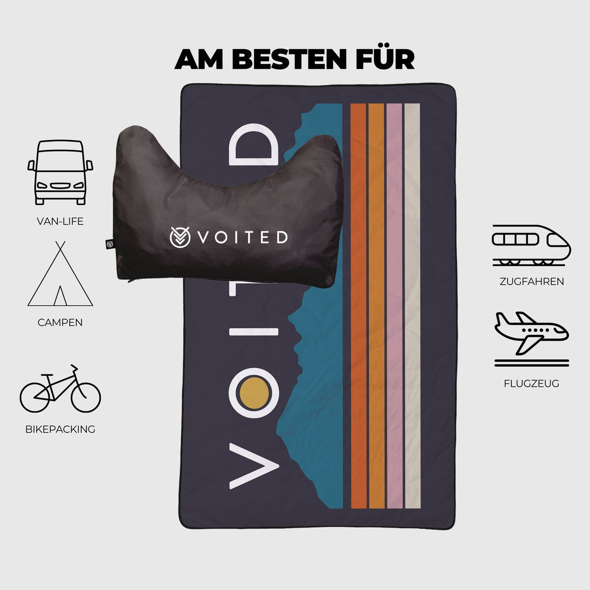 VOITED NeckPack Travel Blanket - Peaks