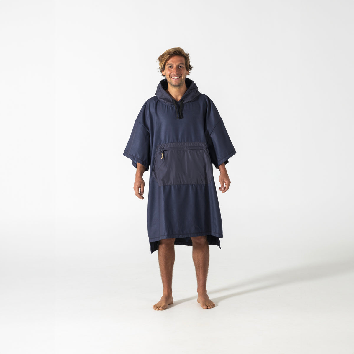 VOITED Micro Fleece Poncho - Ocean Navy/Ethno