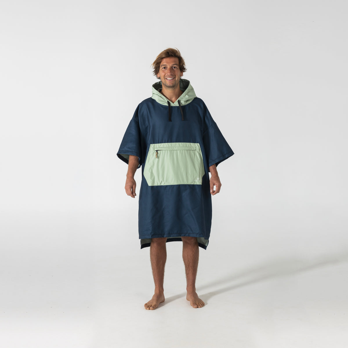 VOITED Micro Fleece Poncho - Ocean Navy/Cameo Green