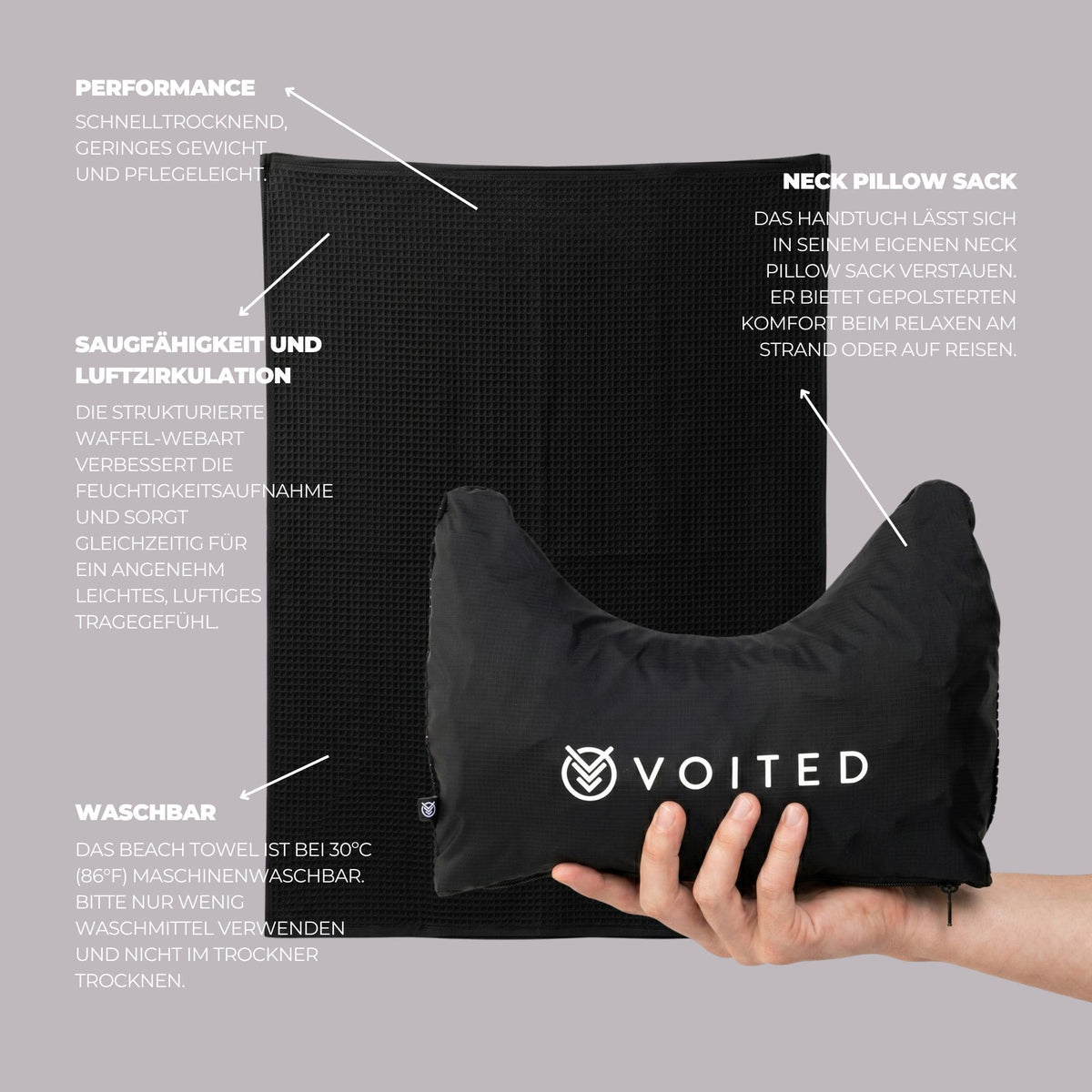 VOITED Beach Towel - Black