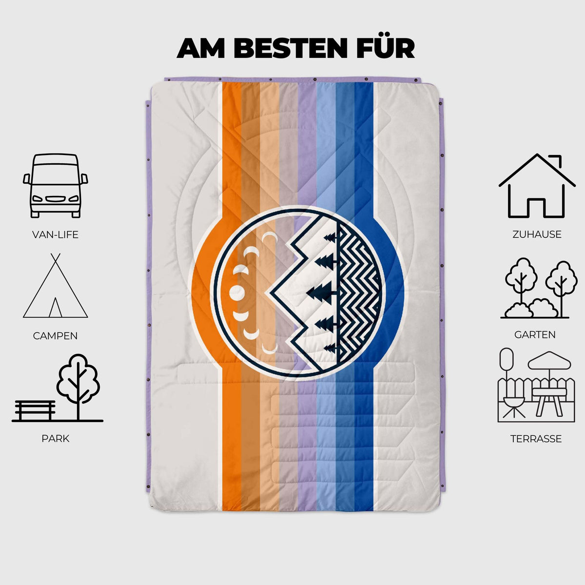 VOITED Fleece Outdoor Camping Blanket - Camp Vibes Powder