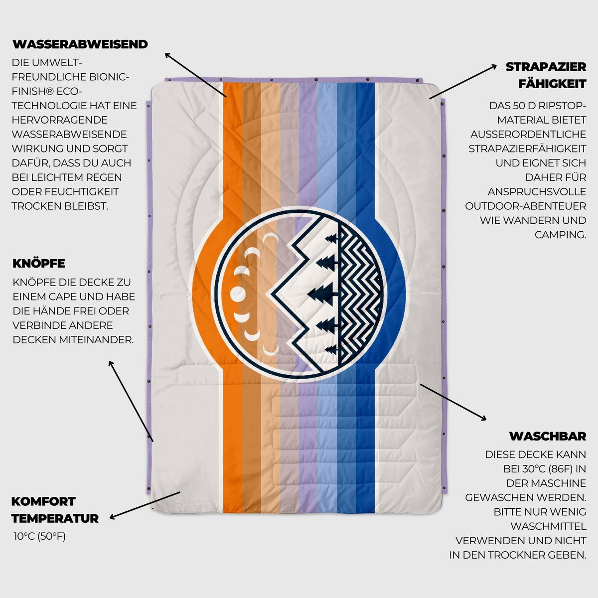 VOITED Fleece Outdoor Camping Blanket - Camp Vibes Powder