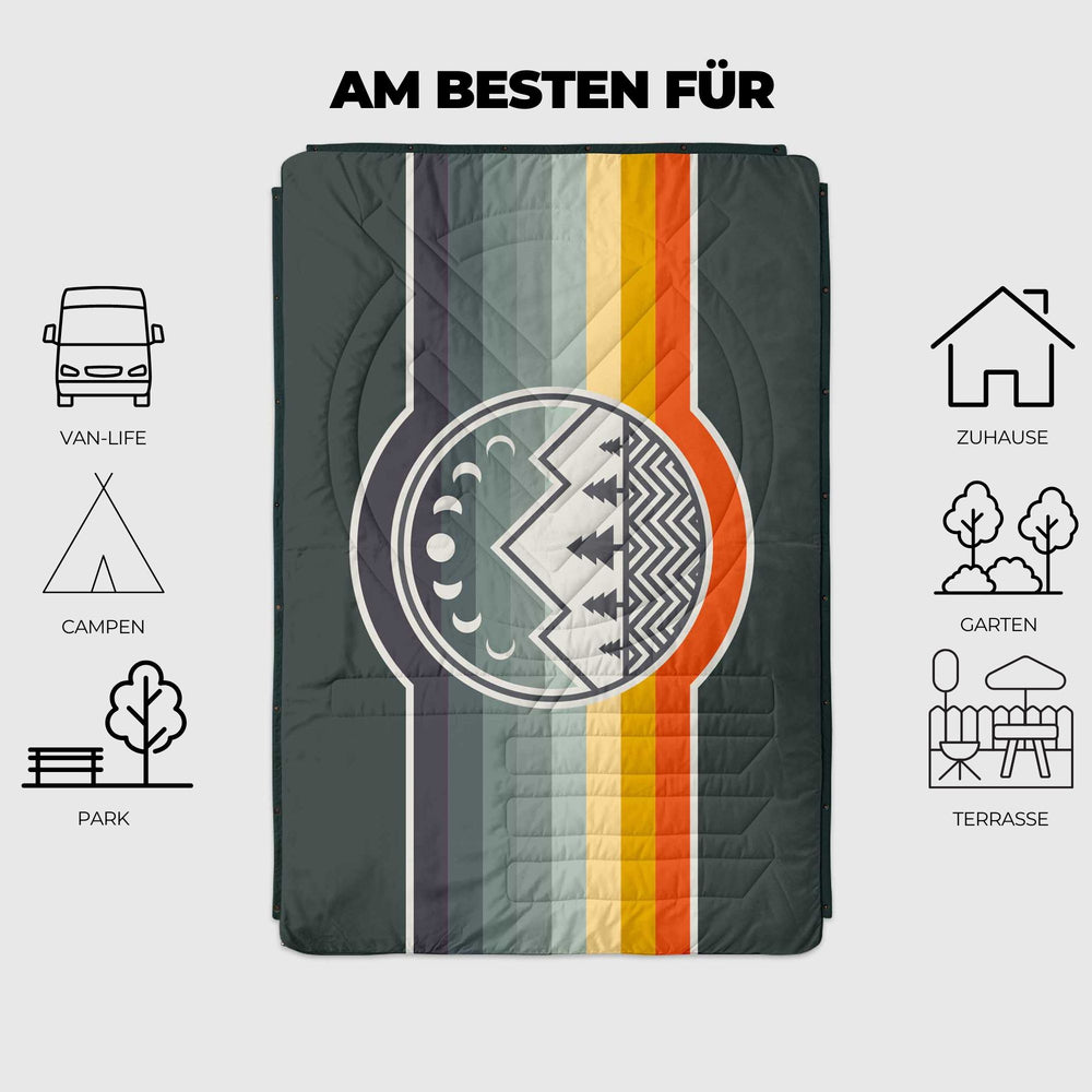 VOITED Fleece Outdoor Camping Blanket - Camp Vibes / Greengabel