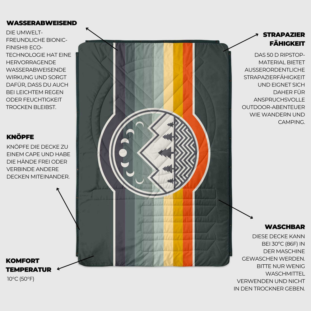 VOITED Fleece Outdoor Camping Blanket - Camp Vibes / Greengabel