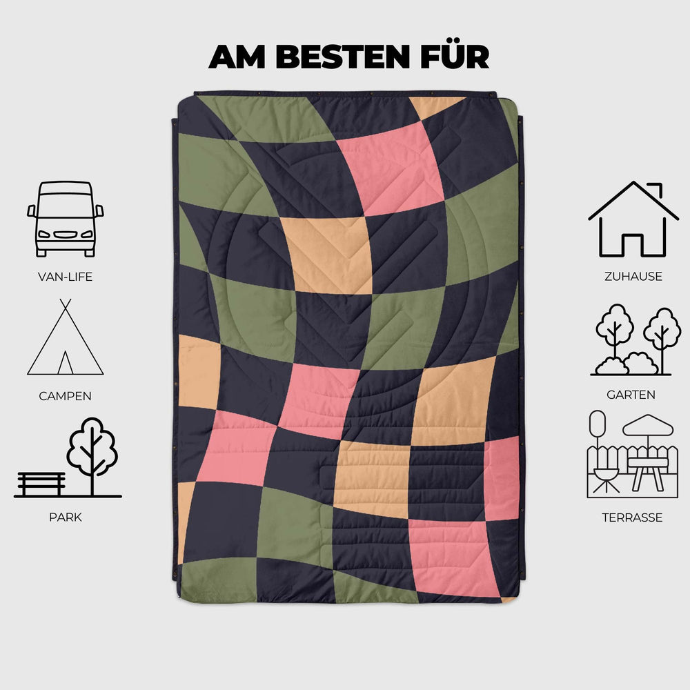 VOITED Fleece Outdoor Camping Blanket - Wavecheck