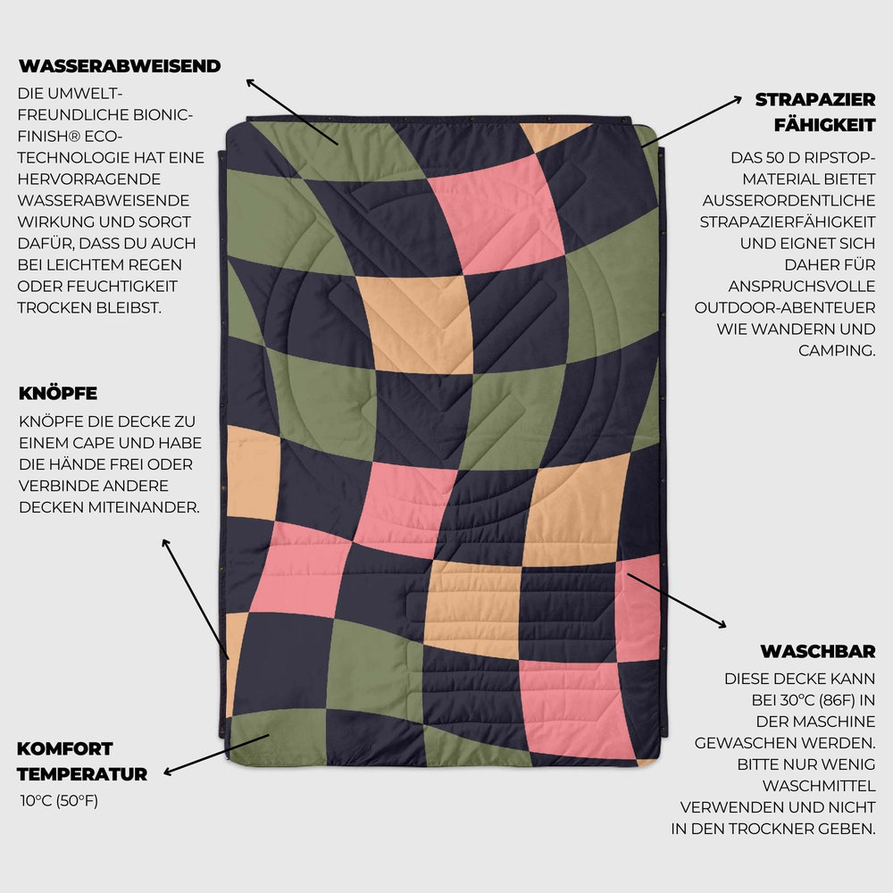 VOITED Fleece Outdoor Camping Blanket - Wavecheck