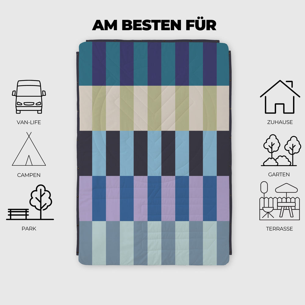 VOITED Fleece Outdoor Camping Blanket - Azure