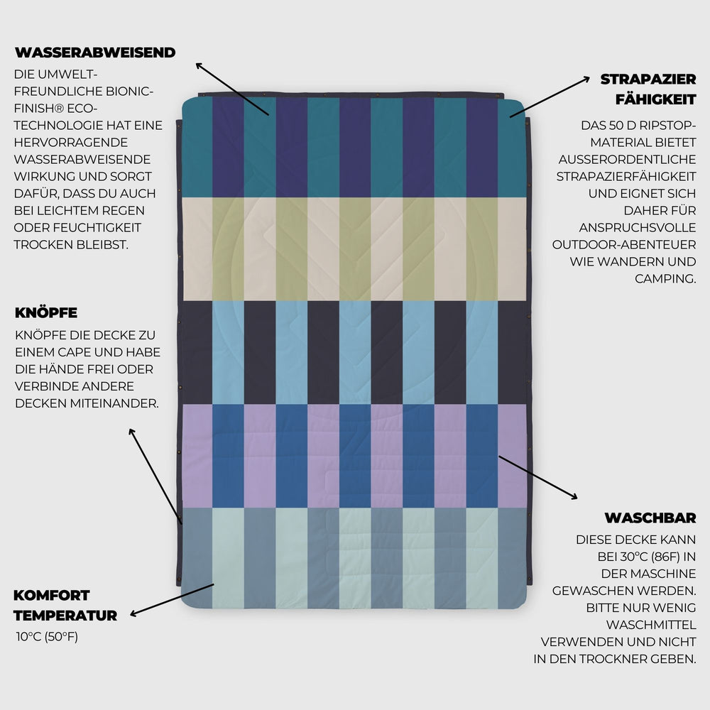 VOITED Fleece Outdoor Camping Blanket - Azure