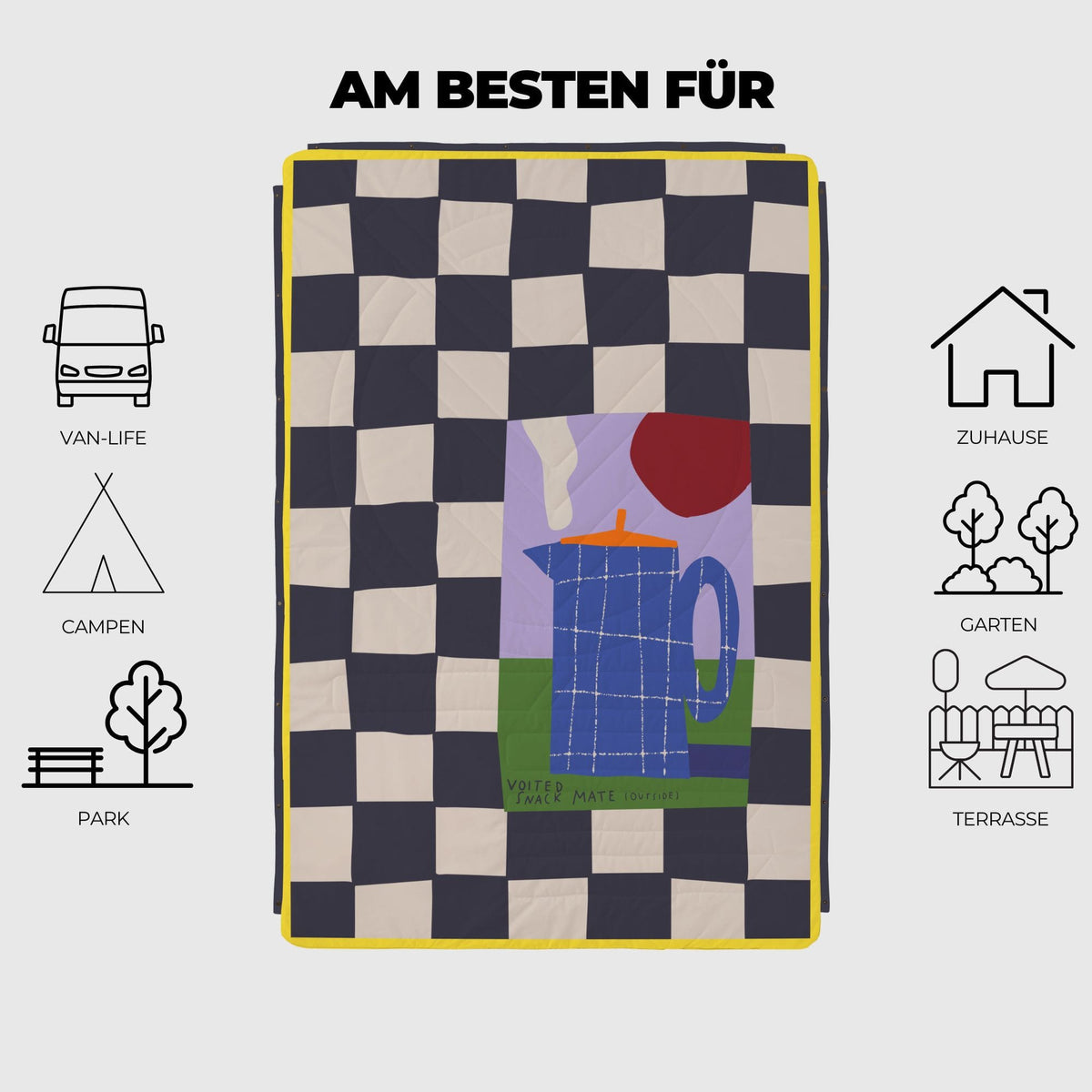 VOITED Fleece Outdoor Camping Blanket - Snack Mate