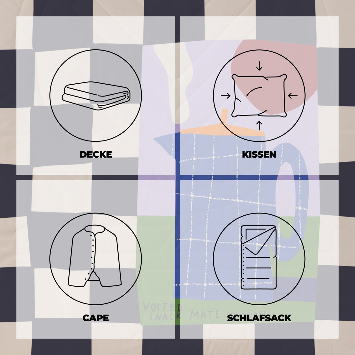 VOITED Fleece Outdoor Camping Blanket - Snack Mate