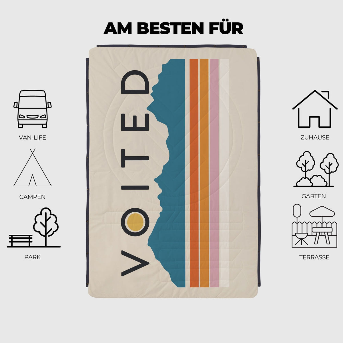 VOITED Fleece Outdoor Camping Blanket - Snowy Peak