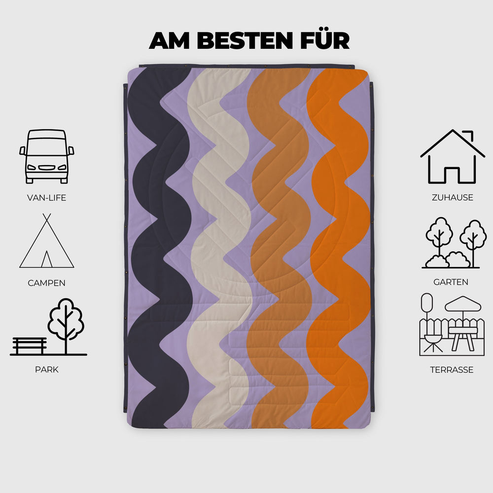 VOITED Fleece Outdoor Camping Blanket - Tide