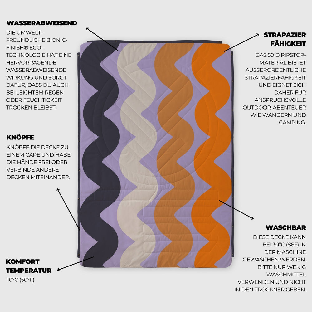 VOITED Fleece Outdoor Camping Blanket - Tide