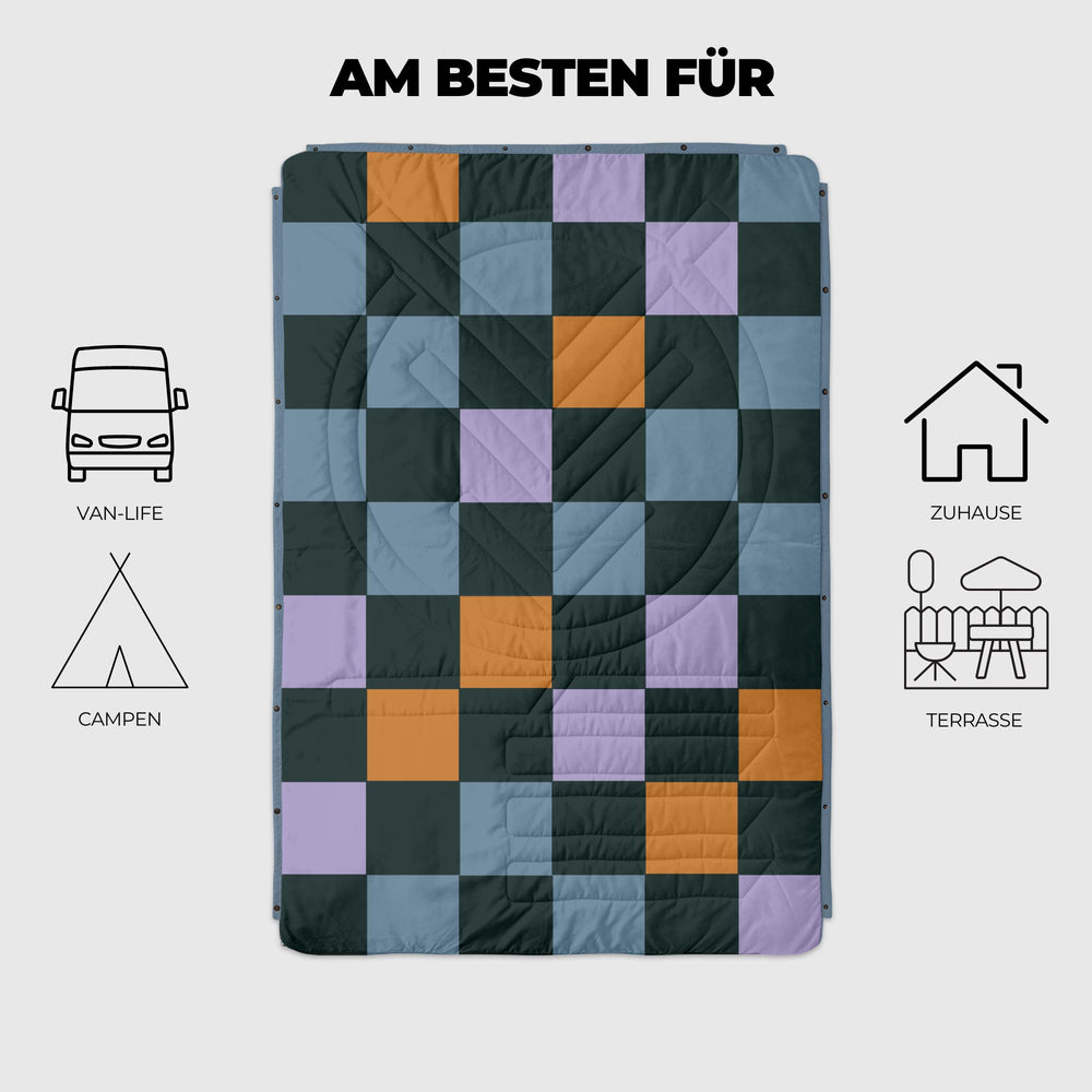 VOITED Mini Traveler Cream Indoor / Outdoor Camping Blanket - Cheeckers