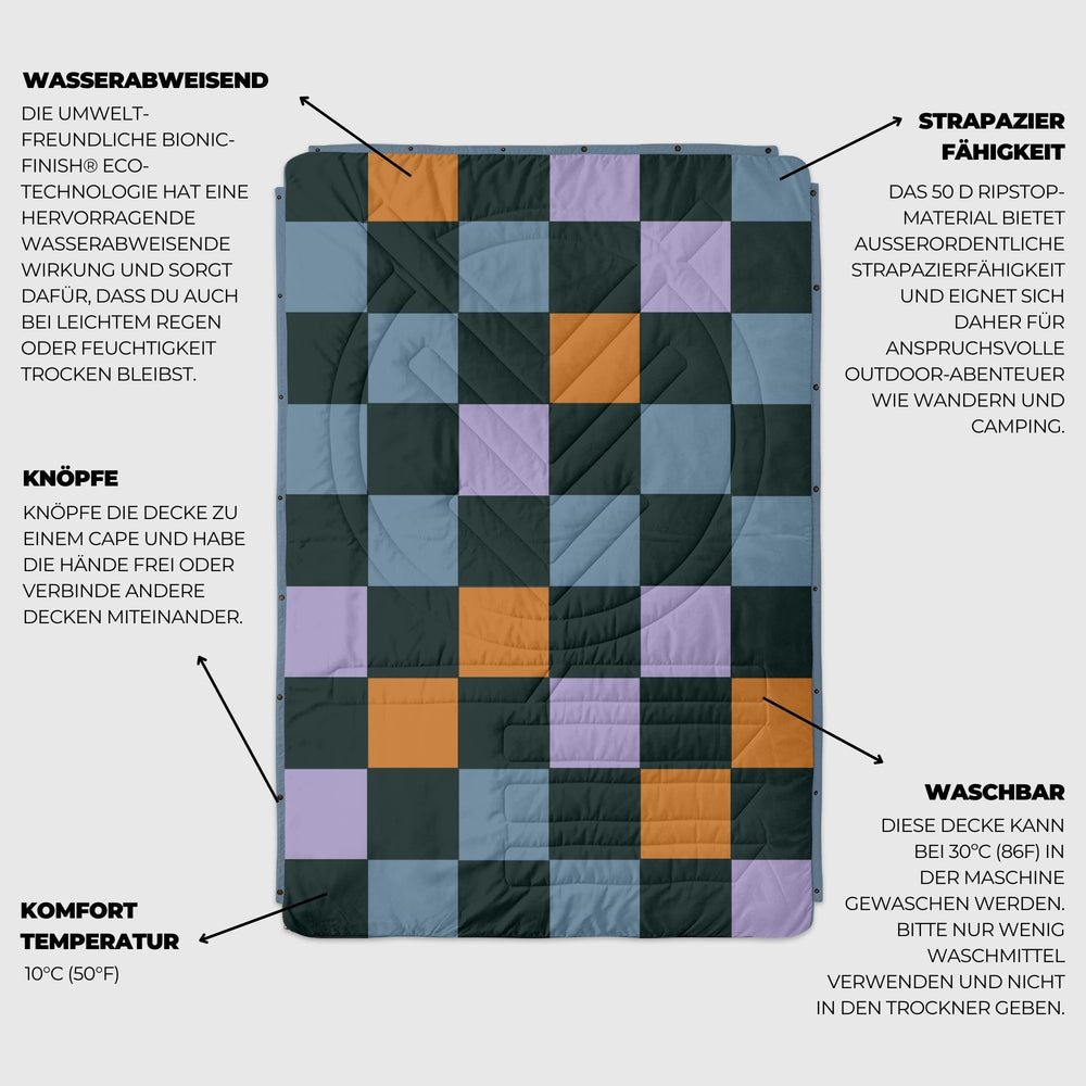 VOITED Mini Traveler Cream Indoor / Outdoor Camping Blanket - Cheeckers