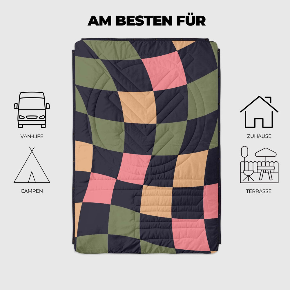 VOITED Mini Traveler Cream Indoor / Outdoor Camping Blanket - Wavecheck