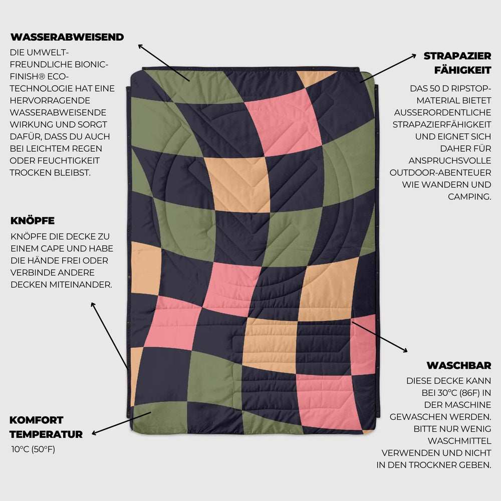 VOITED Mini Traveler Cream Indoor / Outdoor Camping Blanket - Wavecheck