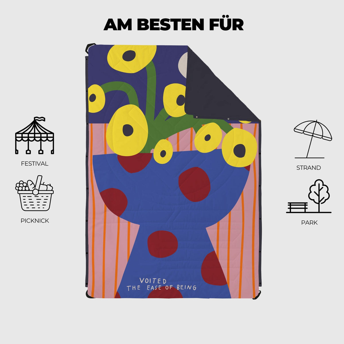 VOITED Compact Picnic & Beach Blanket  - Bucket Full Of Sunshine