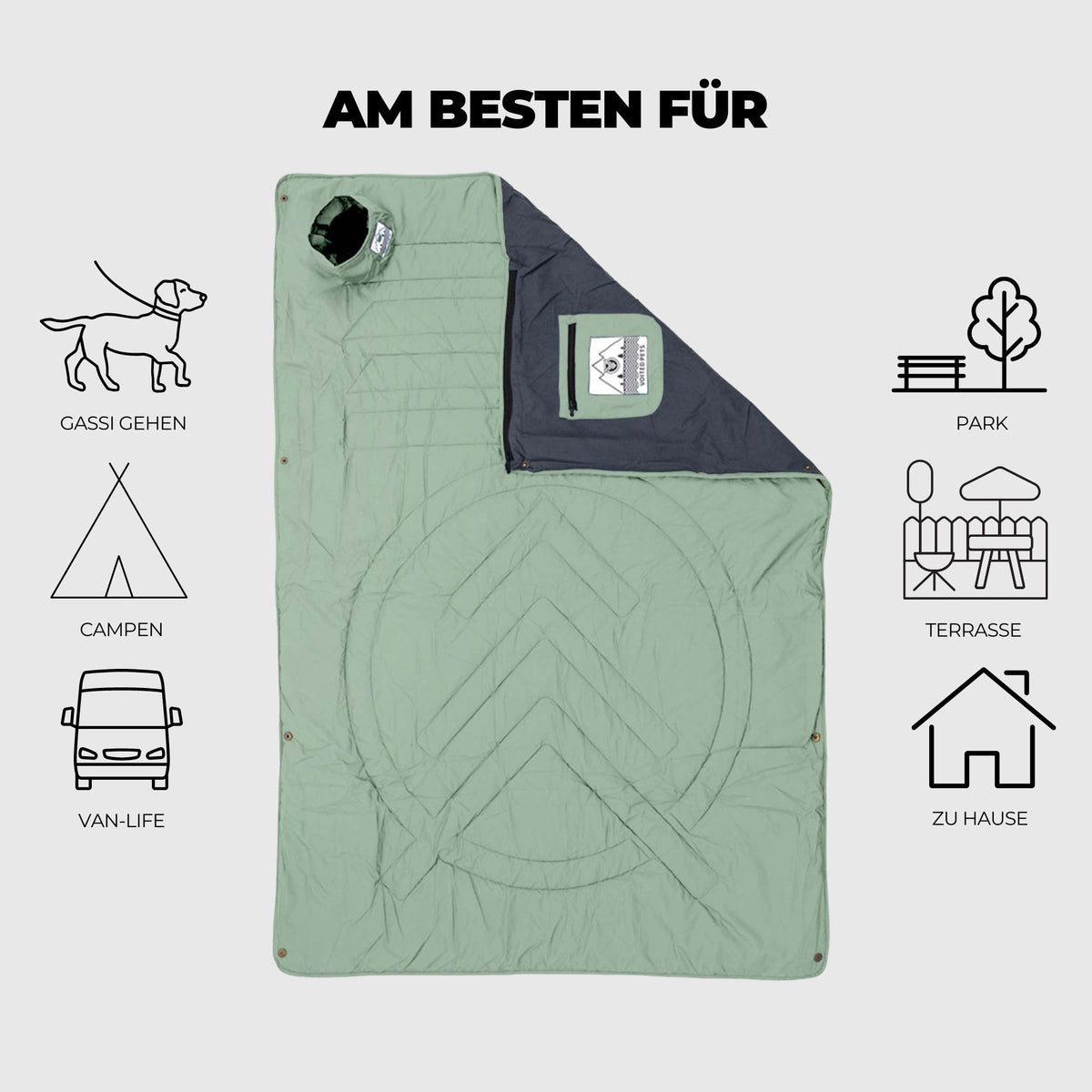 VOITED Quilted Premium Recycled Pet Blanket - Cameo Green