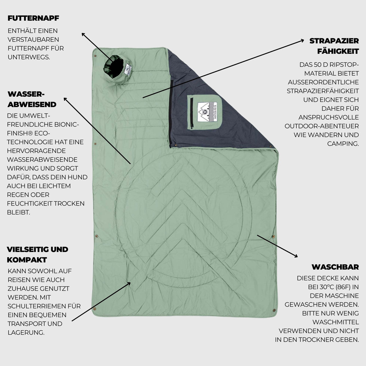 VOITED Quilted Premium Recycled Pet Blanket - Cameo Green