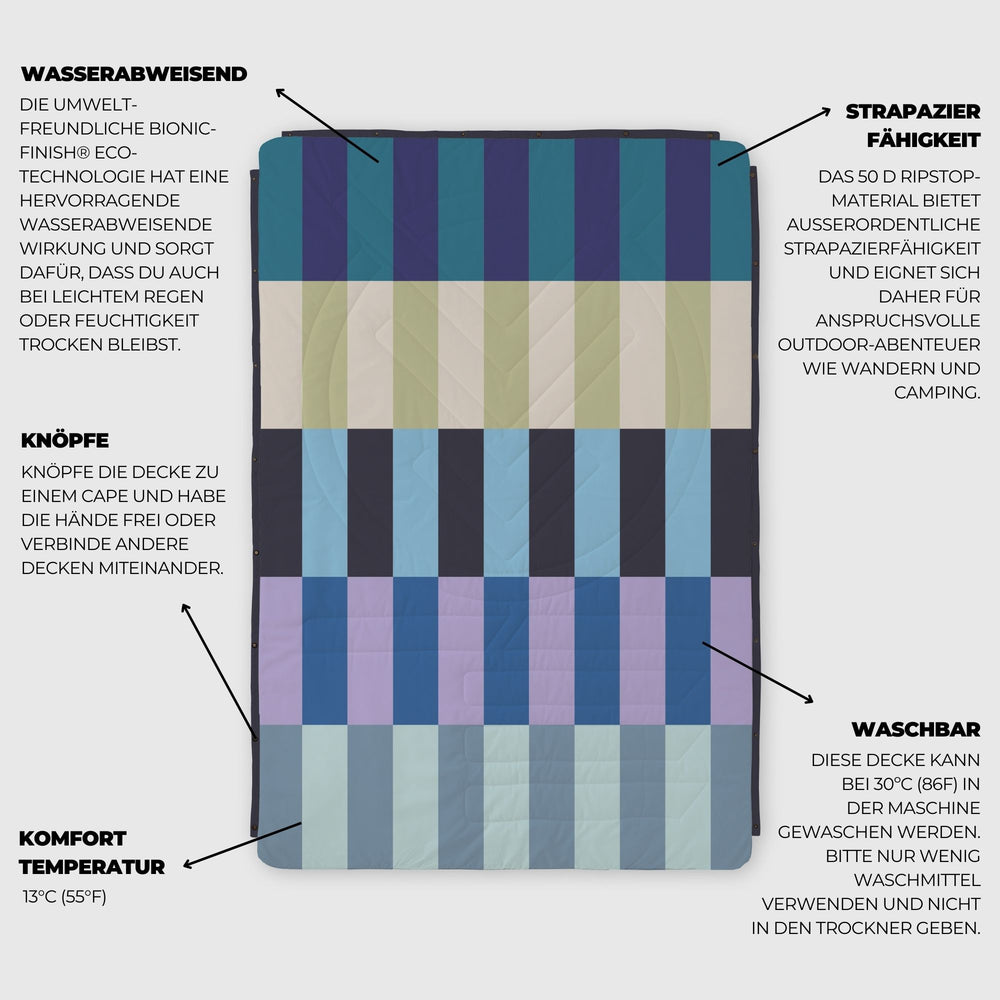 VOITED Recycled Ripstop Outdoor Camping Blanket - Azure