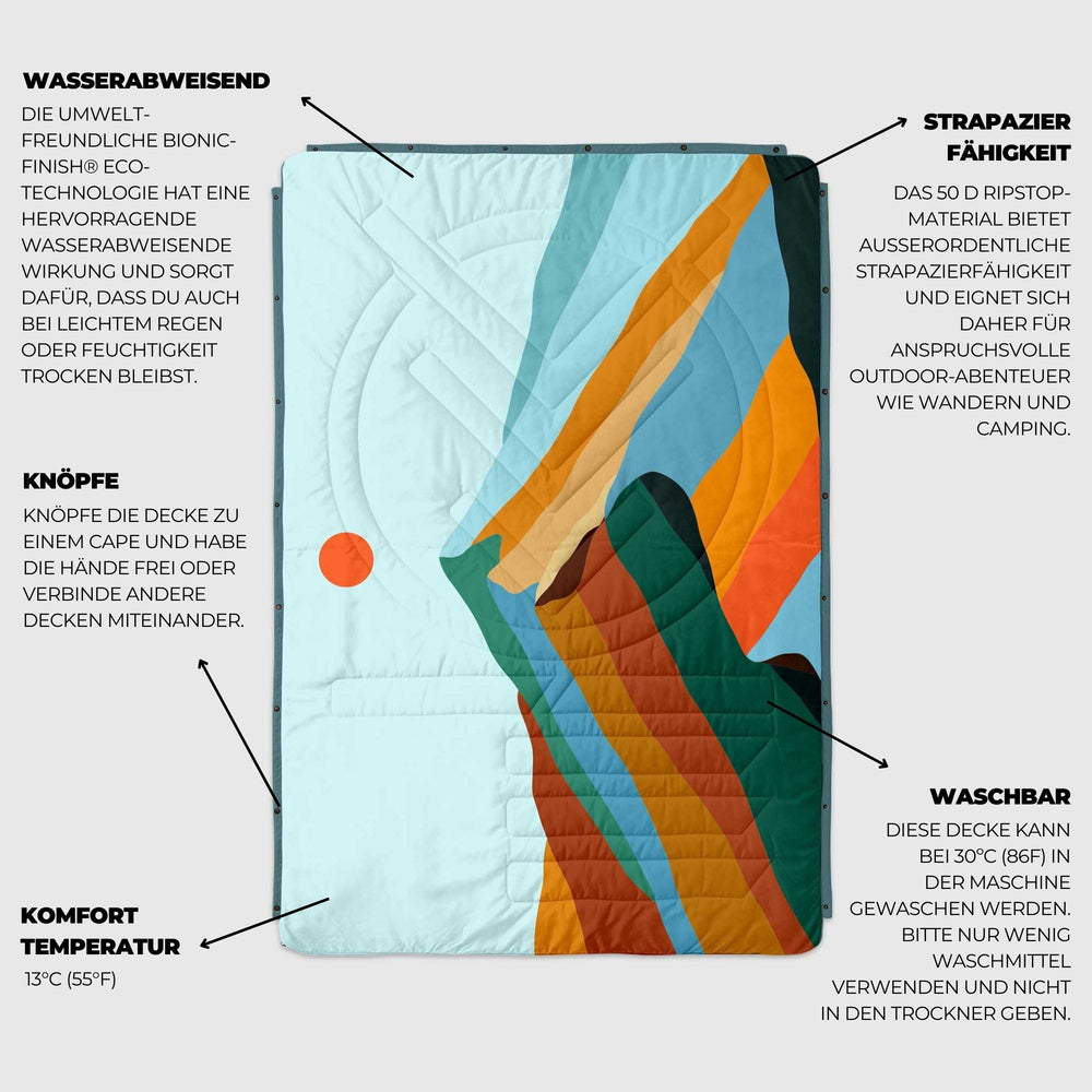 VOITED Recycled Ripstop Outdoor Camping Blanket - Blue Mountain