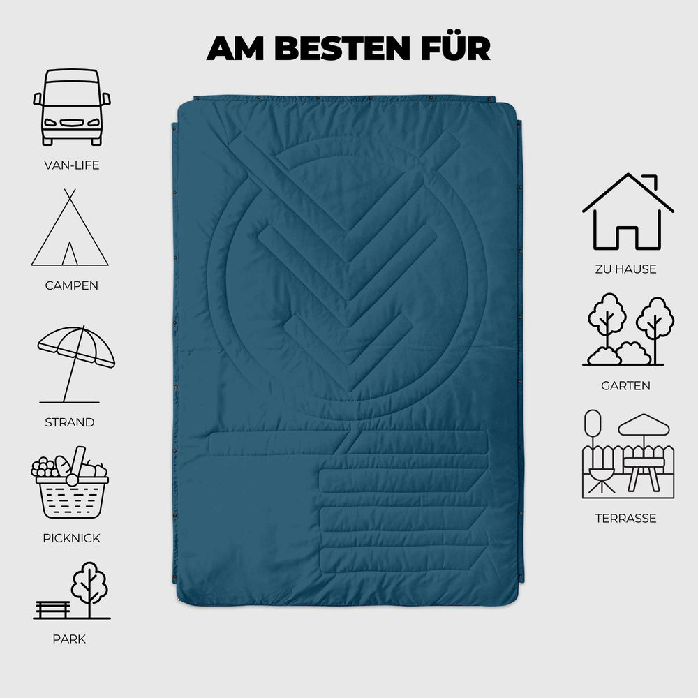 VOITED Recycled Ripstop Outdoor Camping Blanket - Blue Steel / Graphite
