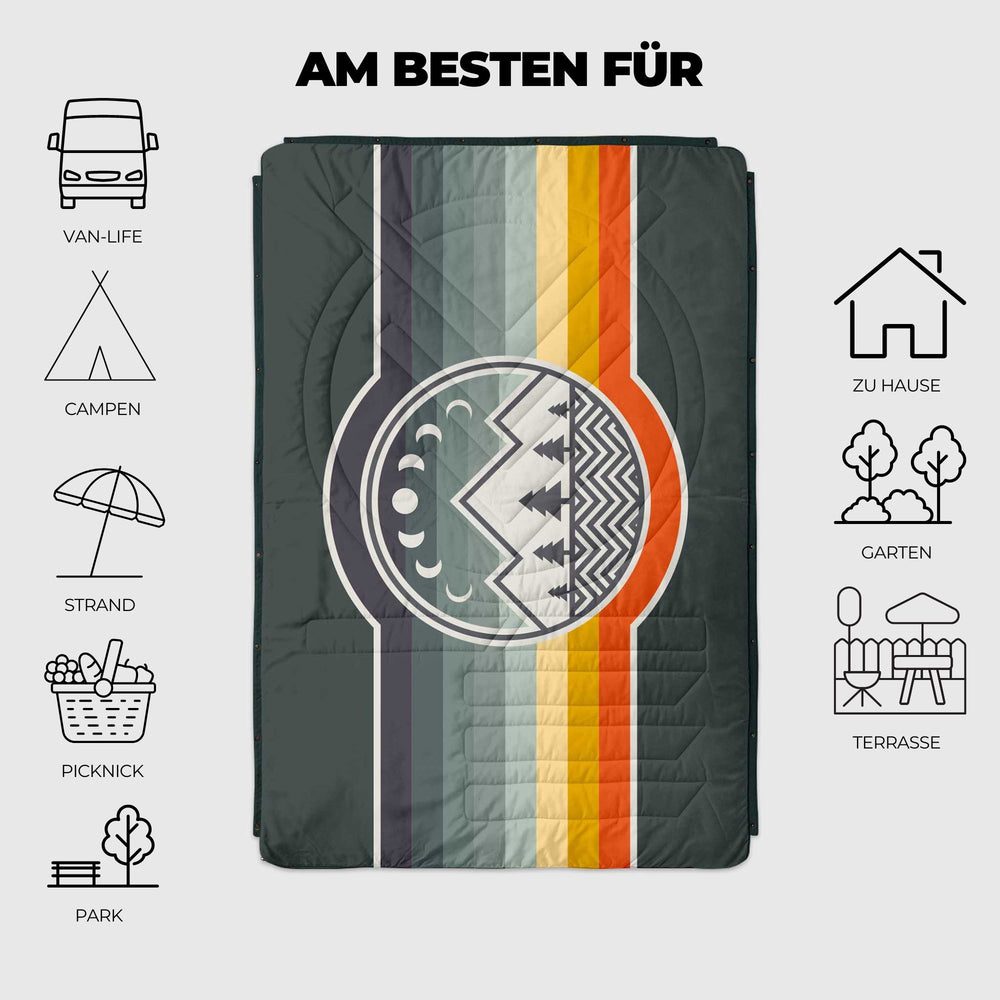 VOITED Recycled Ripstop Outdoor Camping Blanket - Camp Vibes / Greengabel