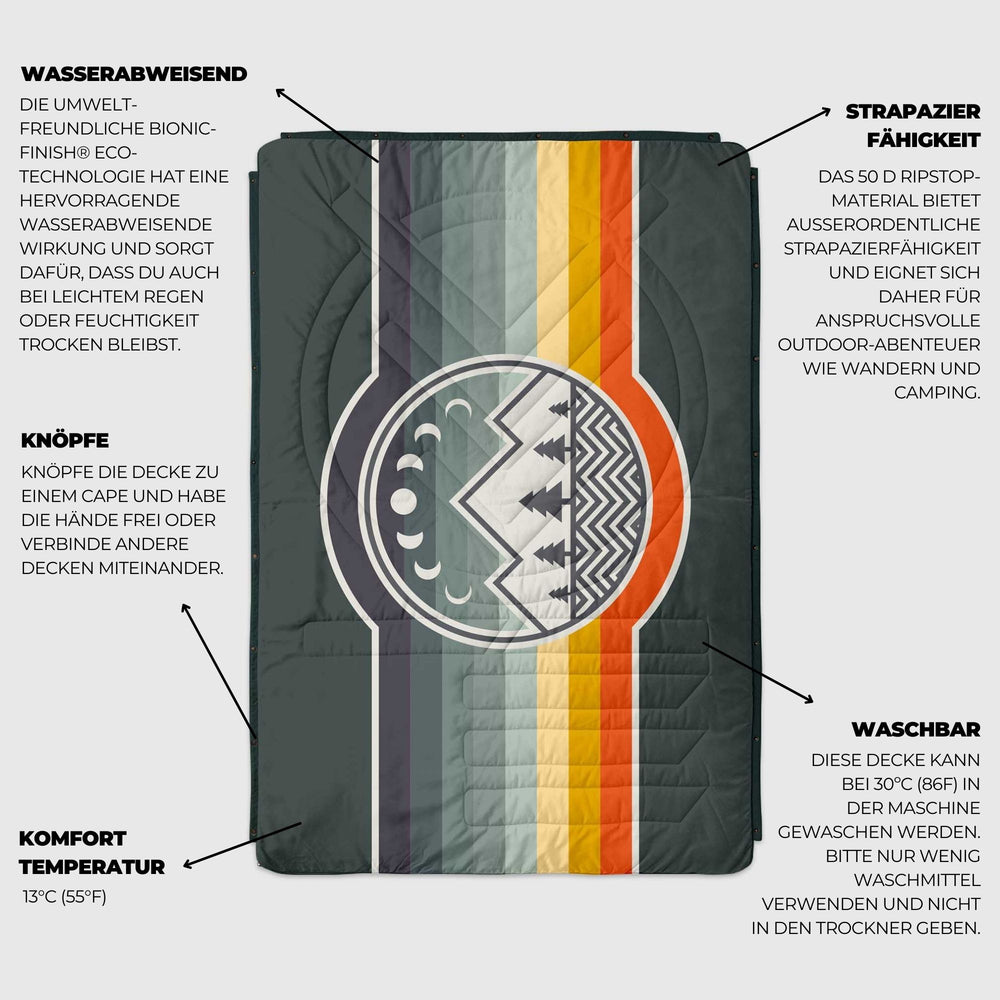 VOITED Recycled Ripstop Outdoor Camping Blanket - Camp Vibes / Greengabel