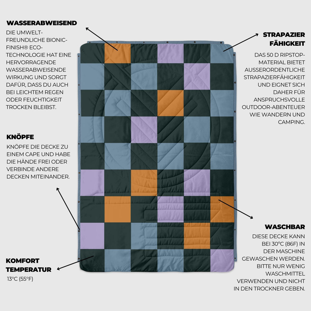 VOITED Recycled Ripstop Outdoor Camping Blanket - Cheeckers