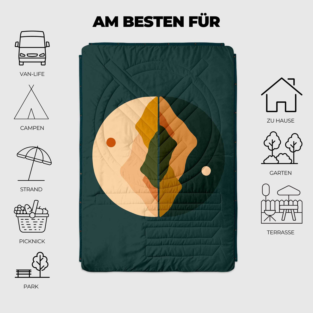 VOITED Recycled Ripstop Outdoor Camping Blanket - Day & Night