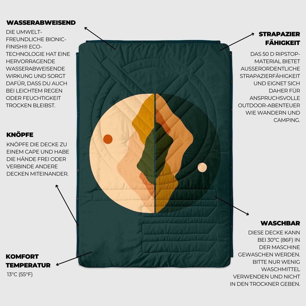 VOITED Recycled Ripstop Outdoor Camping Blanket - Day & Night