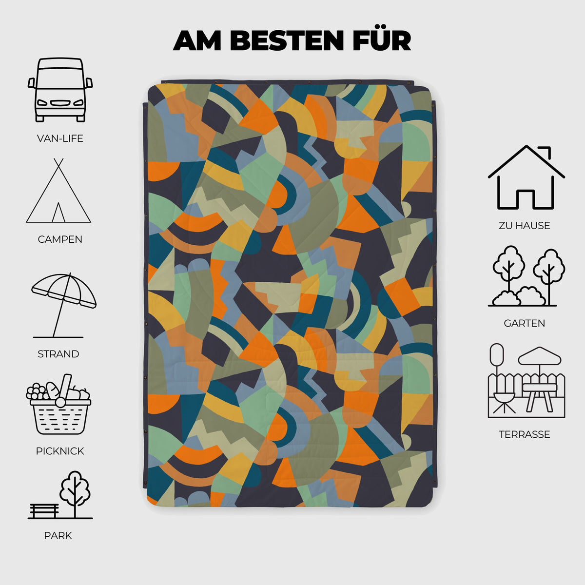 VOITED Recycled Ripstop Outdoor Camping Blanket - Farmers Market/Graphite