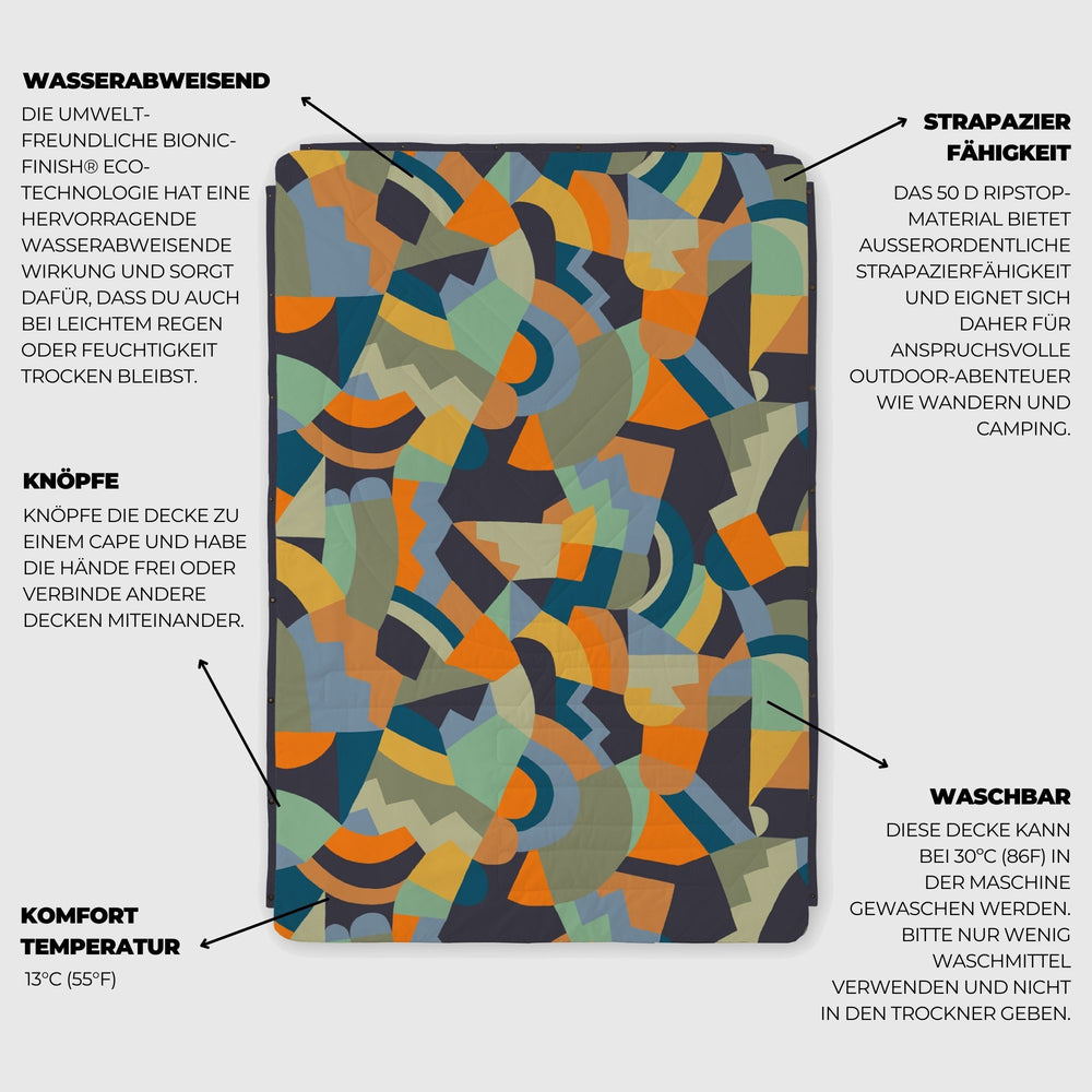 VOITED Recycled Ripstop Outdoor Camping Blanket - Farmers Market/Graphite