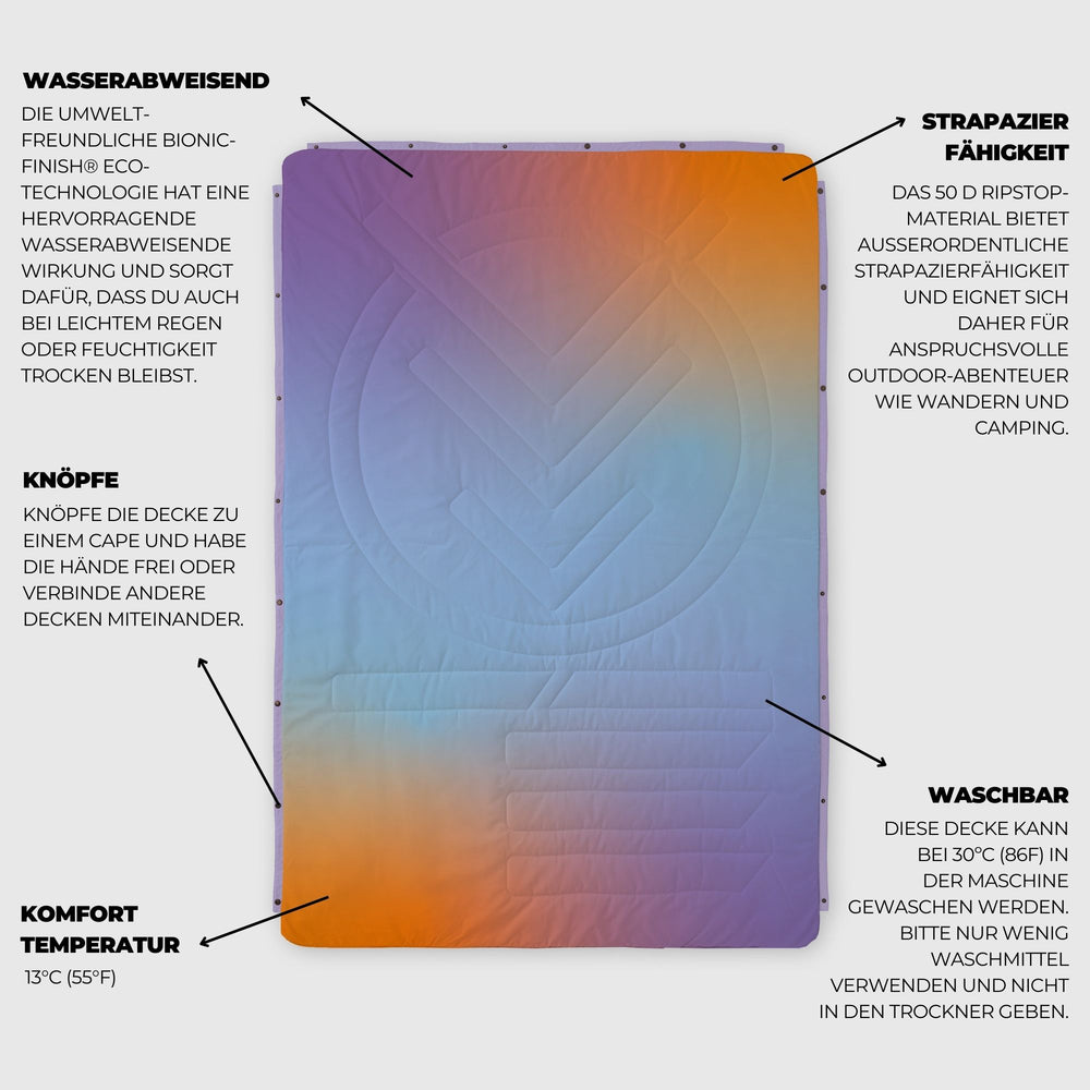 VOITED Recycled Ripstop Outdoor Camping Blanket - Fuzzy Sunset