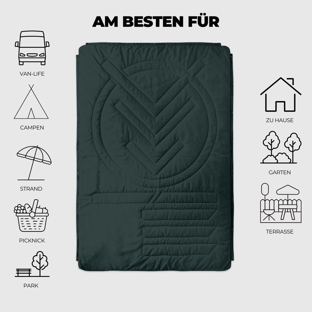 VOITED Recycled Ripstop Outdoor Camping Blanket - Green Gables / Dusty Sand