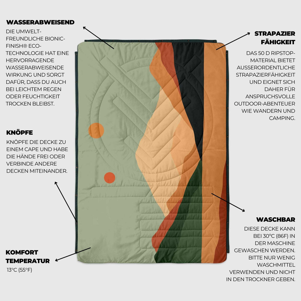 VOITED Recycled Ripstop Outdoor Camping Blanket - Jasper / Tree Green Jo