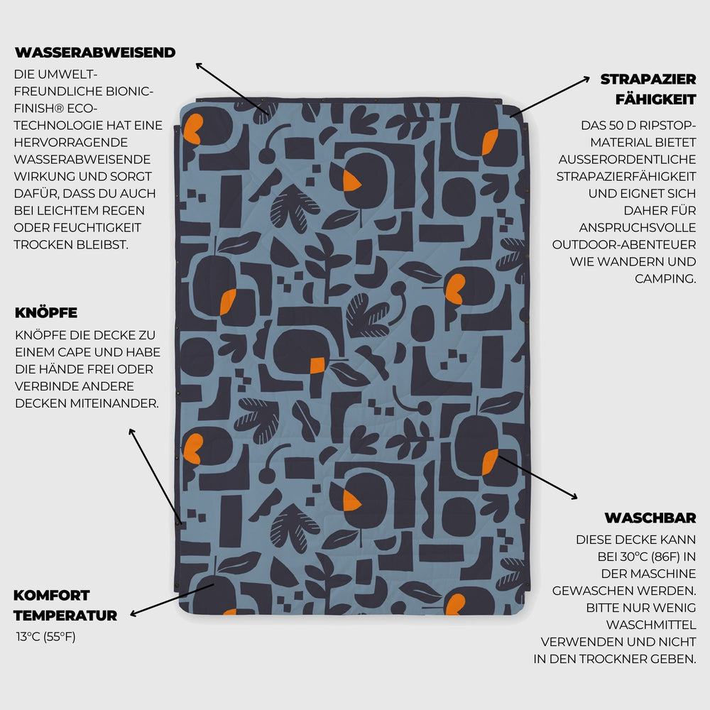 VOITED Recycled Ripstop Outdoor Camping Blanket -  Lush Garden/Graphite