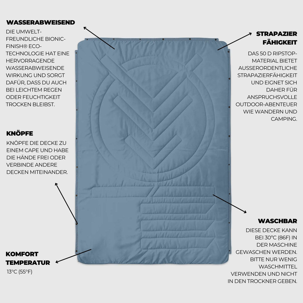 VOITED Recycled Ripstop Outdoor Camping Blanket - Mountain Spring/Sundial