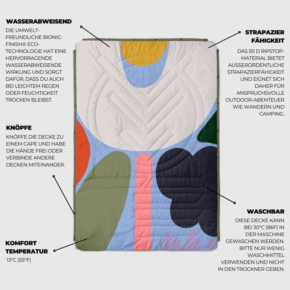VOITED Recycled Ripstop Outdoor Camping Blanket - Playtime/Olive