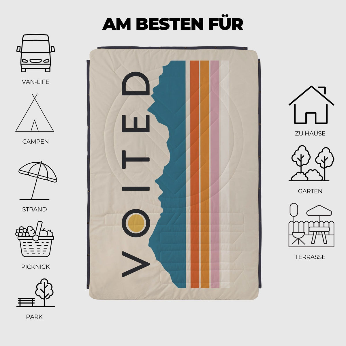 VOITED Recycled Ripstop Outdoor Camping Blanket - Snowy Peak