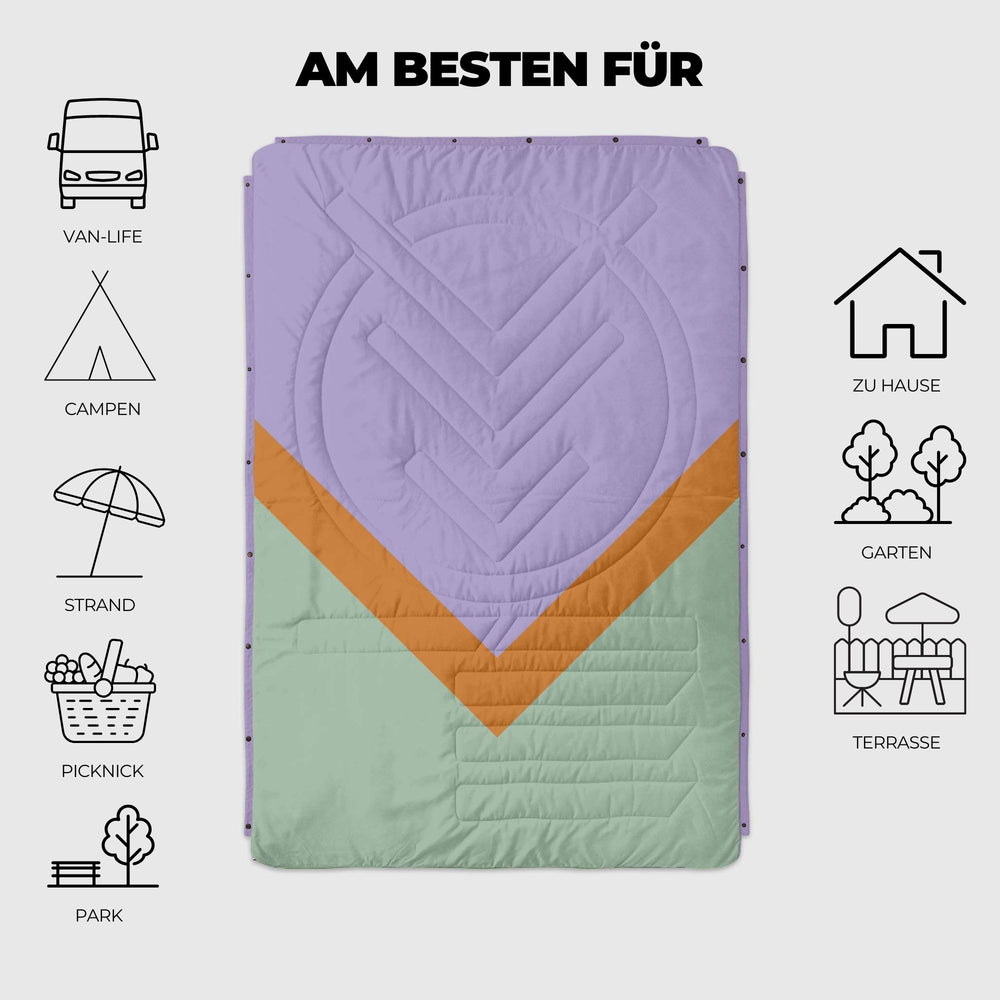 VOITED Recycled Ripstop Outdoor Camping Blanket - Spring Break/Digital Lavender