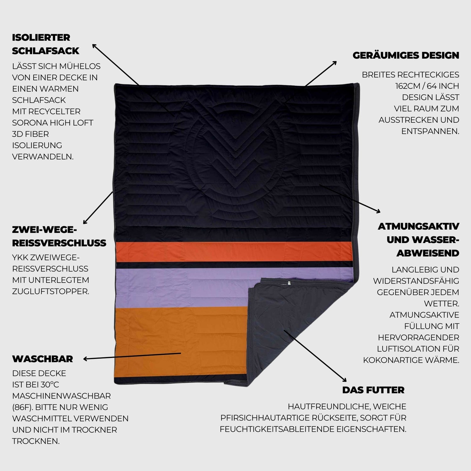 voited schlafsack Slumber Zip Sack - Blocks - Schlafsack & Decke mit maximalem Gemütlichkeitsfaktor
